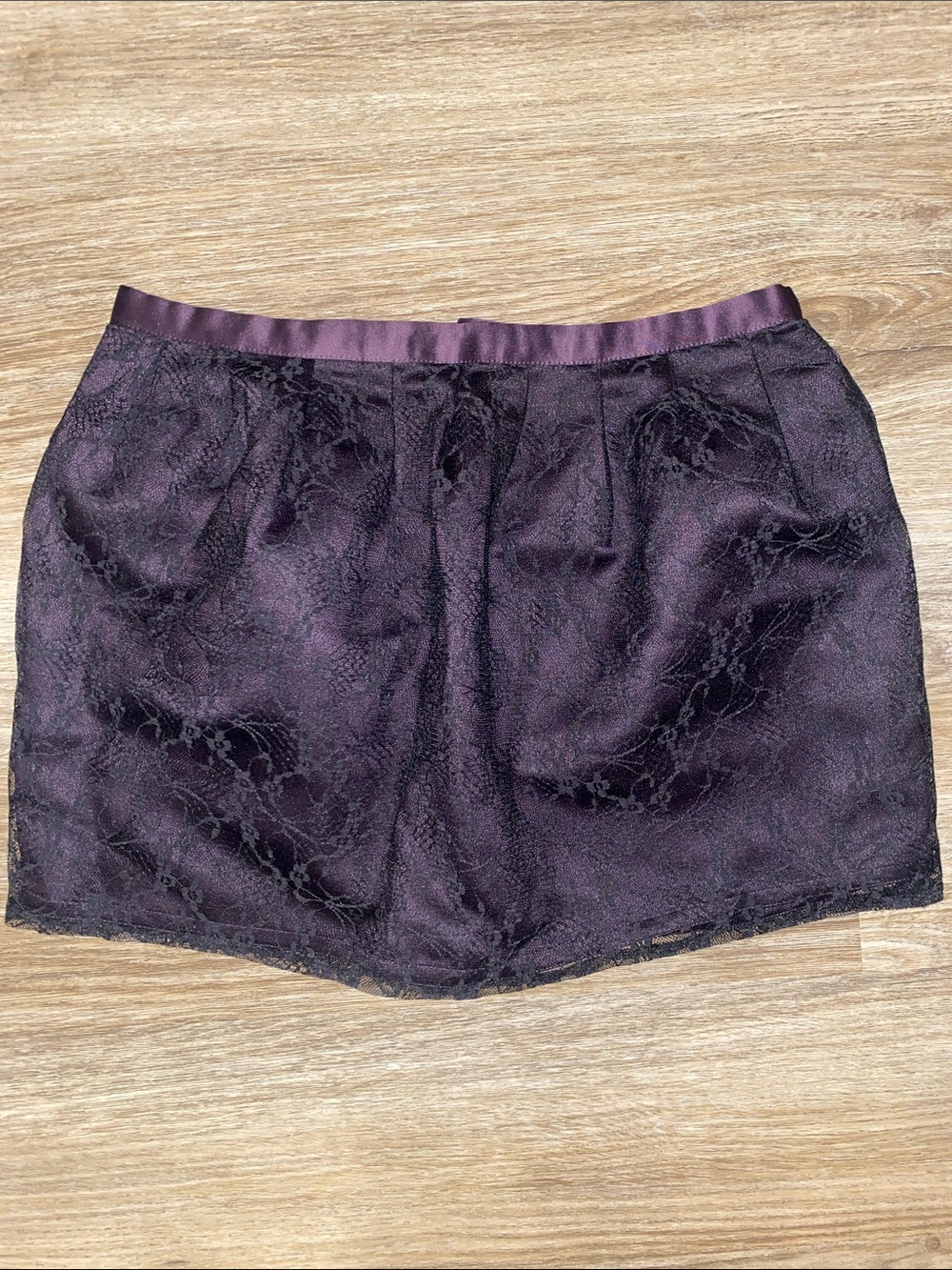 Purple Lace Trim Mini Skirt